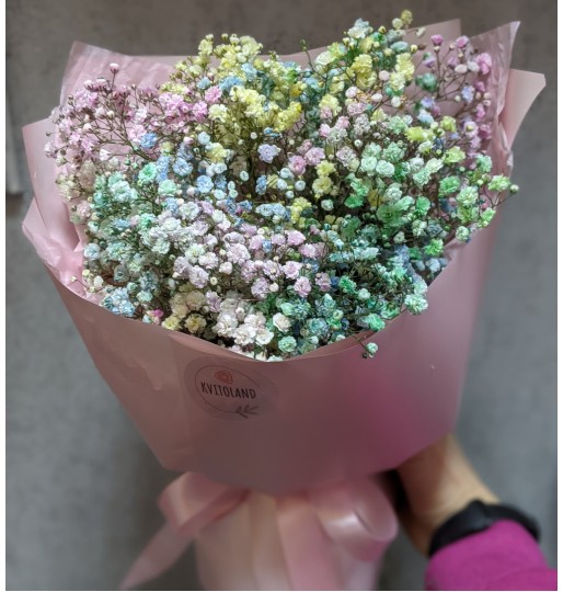 A small bouquet of colored gypsophila